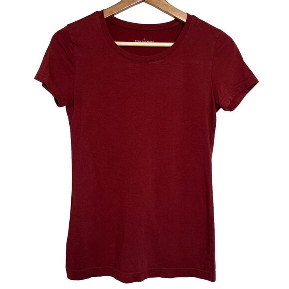 LL Bean Signature Womens Size XXS Burgundy Crewneck Short Sleeve Tee Shirt - Picture 1 of 9